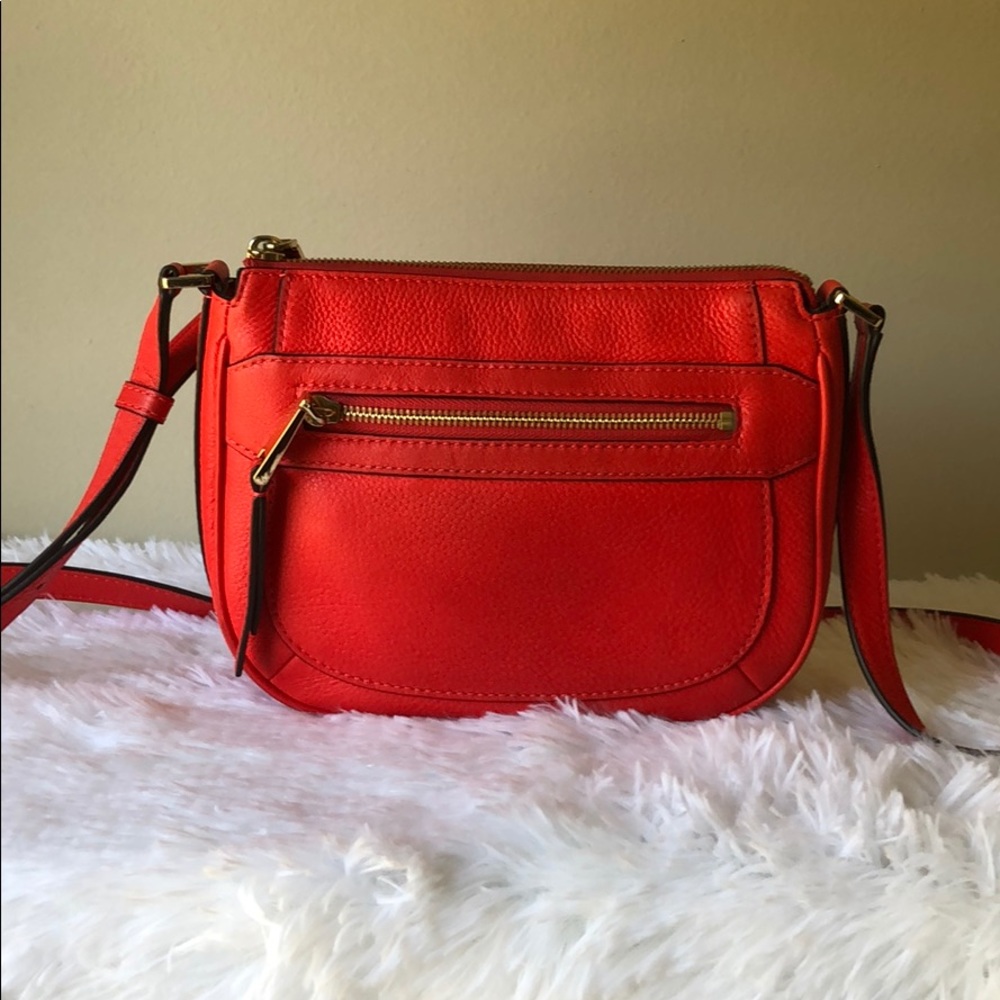 Michael Kors leather messenger crossbody in coral